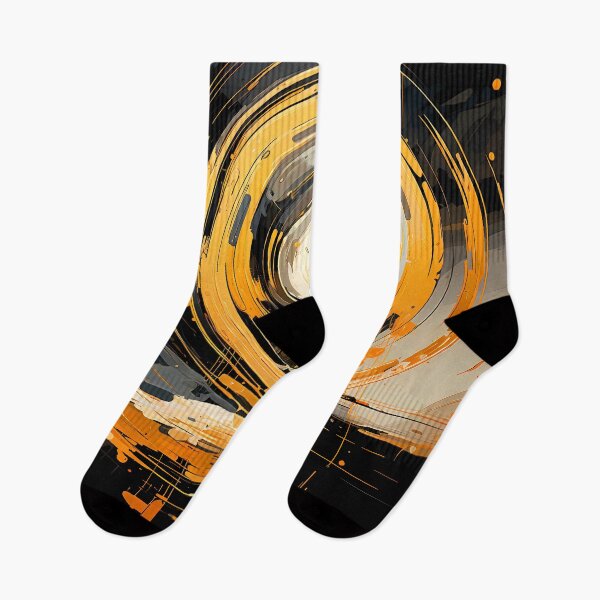 Item preview, Abstract art circles bold lines and colours black yellow grey cream designed and sold by MTJ-Mushrooms.