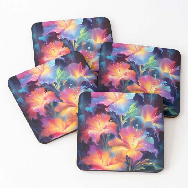 Item preview, Glowing hibiscus and garden painting 6 designed and sold by Art by Lilia.