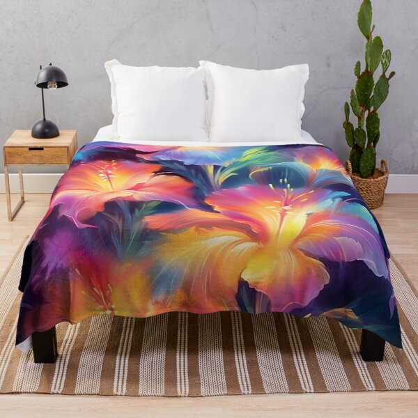 Item preview, Glowing hibiscus and garden painting 6 designed and sold by Art by Lilia.