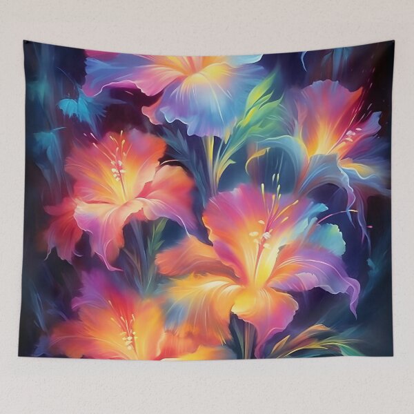 Item preview, Glowing hibiscus and garden painting 6 designed and sold by Art by Lilia.