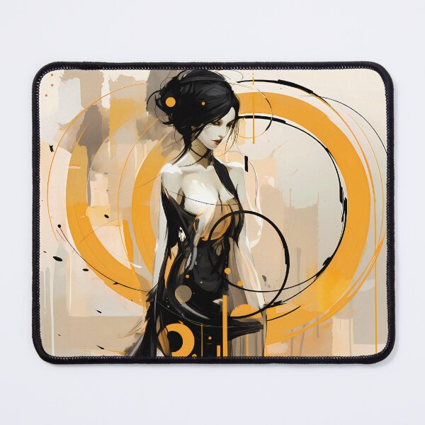 Artikelvorschau, Abstract art circles bold lines and colours black yellow grey cream entworfen und verkauft von MTJ-Mushrooms.