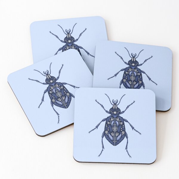 Item preview, Folksy blue beetle designed and sold by NoBra-Store.