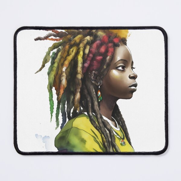 Item preview, Rasta Girl with Dreadlocks Watercolor design designed and sold by EddieBalevo.