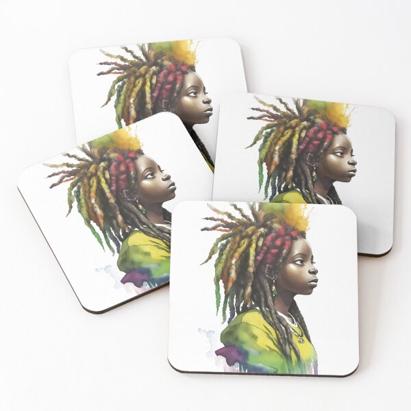 Item preview, Rasta Girl with Dreadlocks Watercolor design designed and sold by EddieBalevo.