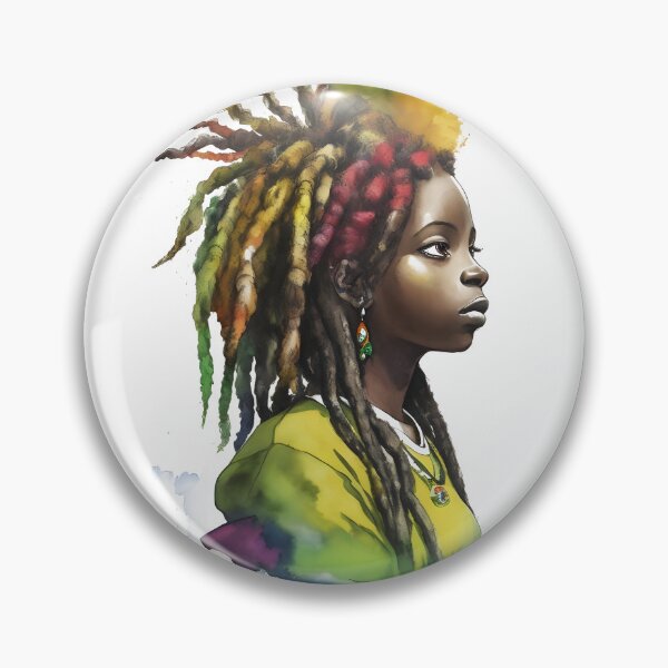 Item preview, Rasta Girl with Dreadlocks Watercolor design designed and sold by EddieBalevo.