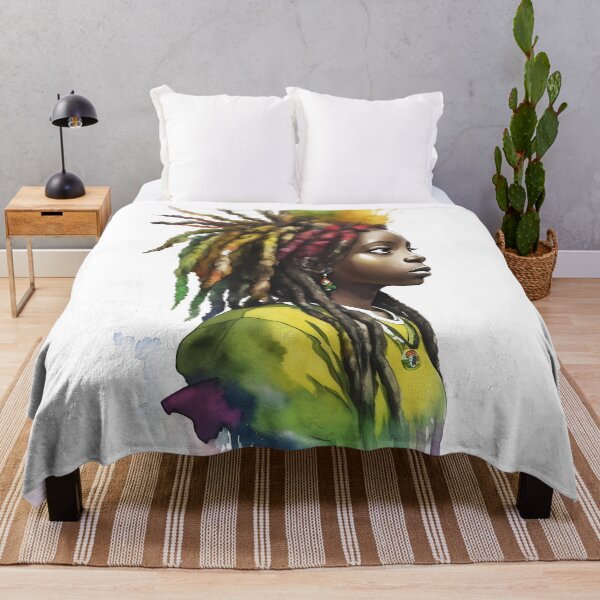 Item preview, Rasta Girl with Dreadlocks Watercolor design designed and sold by EddieBalevo.