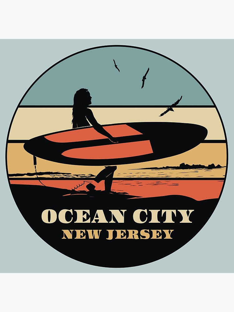 Ocean City New Jersey Surfer Poster for Sale by NewJerseyArt
