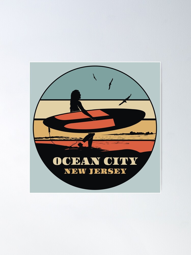 Ocean City New Jersey Surfer Poster for Sale by NewJerseyArt