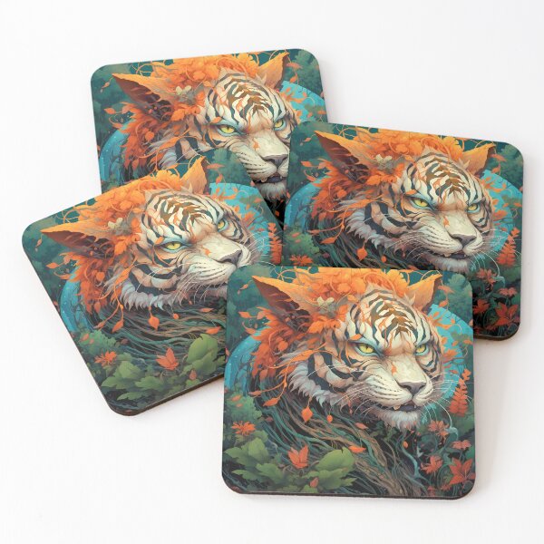 Item preview, Tiger Post-Apocalyptic Era Vibrant Colors Floral designed and sold by MTJ-Mushrooms.
