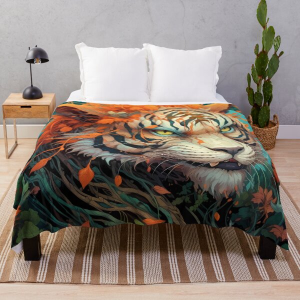 Item preview, Tiger Post-Apocalyptic Era Vibrant Colors Floral designed and sold by MTJ-Mushrooms.