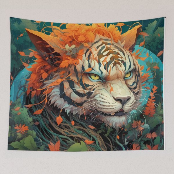 Item preview, Tiger Post-Apocalyptic Era Vibrant Colors Floral designed and sold by MTJ-Mushrooms.