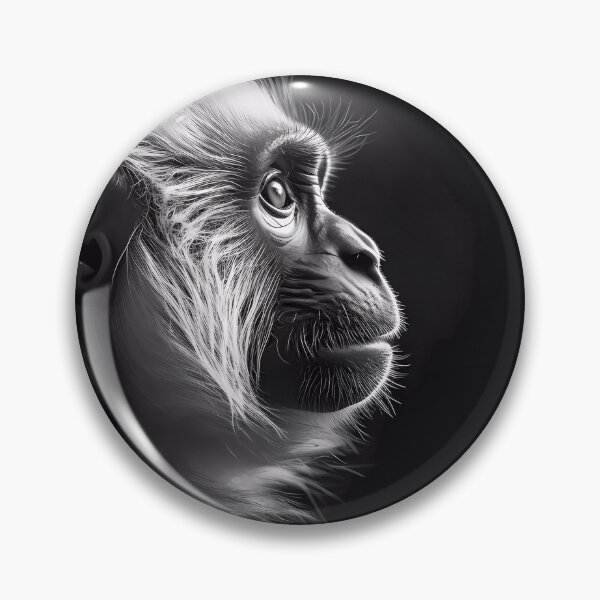 Item preview, Old Langur in a Black and White Portrait: A Glimpse into the Wisdom and Serenity of Age designed and sold by SingularityGeek.