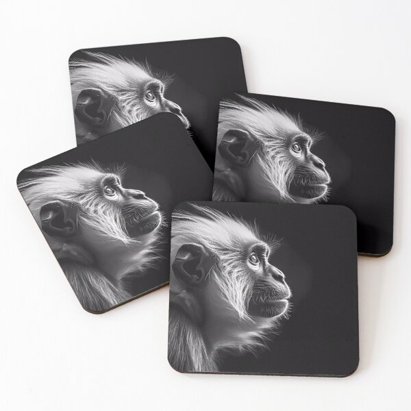 Item preview, Old Langur in a Black and White Portrait: A Glimpse into the Wisdom and Serenity of Age designed and sold by SingularityGeek.