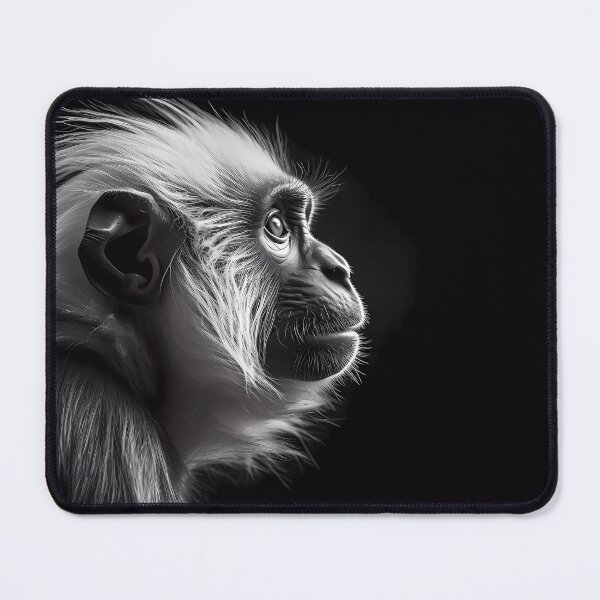 Item preview, Old Langur in a Black and White Portrait: A Glimpse into the Wisdom and Serenity of Age designed and sold by SingularityGeek.