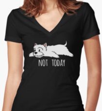 Camiseta entallada de cuello en V Funny Not Today Westie