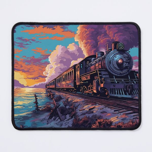 Item preview, Steam Train at Dawn by a Lake: Nostalgic Ambiance Amidst Billowing Smoke designed and sold by SingularityGeek.