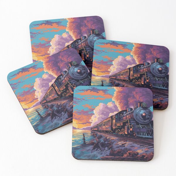 Item preview, Steam Train at Dawn by a Lake: Nostalgic Ambiance Amidst Billowing Smoke designed and sold by SingularityGeek.