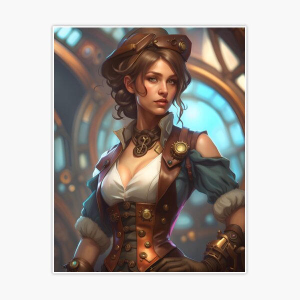 Beautiful Steampunk Lady in Fancy Uniform Sticker for Sale by Eliteijr