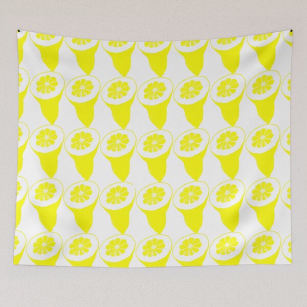 Item preview, Squeeze the Day! and pattern with yellow lemon cut  on white background designed and sold by IraNiva.