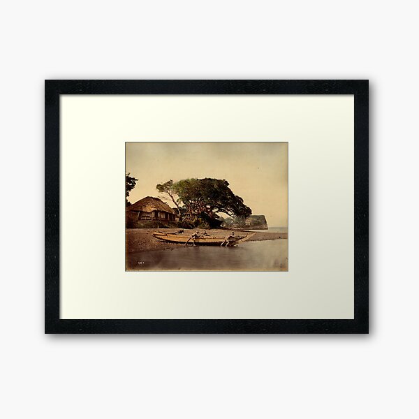 Japanese fishing village, Honmoku Framed Art Print