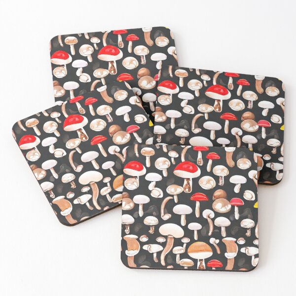Item preview, Mushrooms on dark blue background designed and sold by melridger.