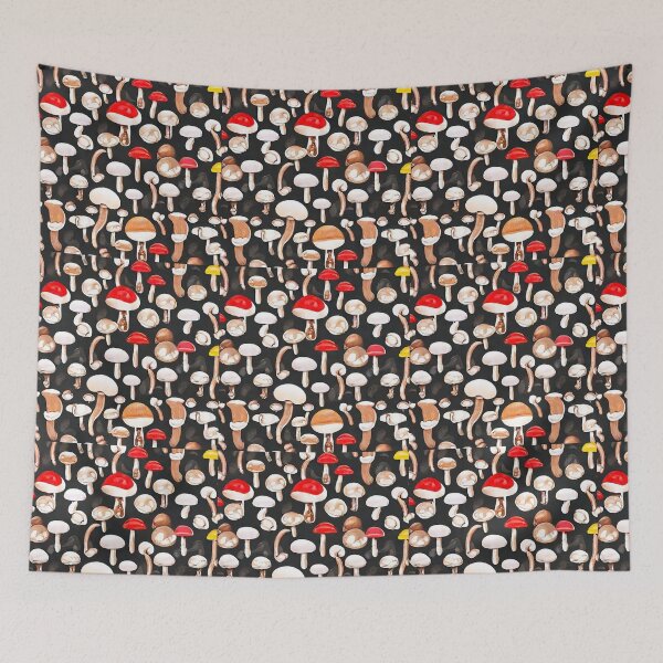 Item preview, Mushrooms on dark blue background designed and sold by melridger.