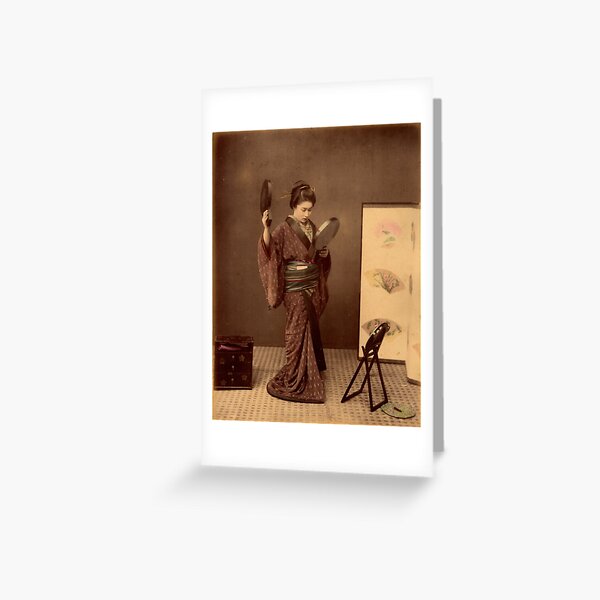 Japanese girl wearing kimono Greeting Card