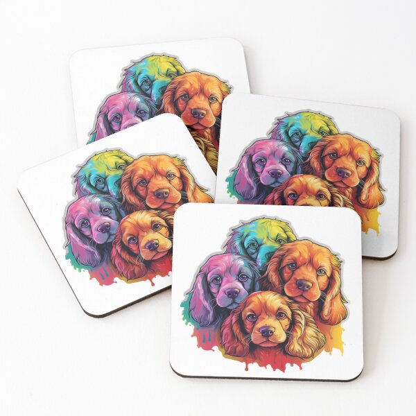 Item preview, Four Colourful & Cute Cocker Spaniel Puppies designed and sold by CatDogBin.