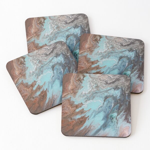 Item preview, Abstract Painting Brown, Copper, Teal & White designed and sold by ScaryHairLady.