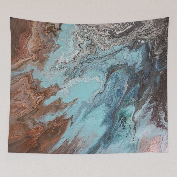 Item preview, Abstract Painting Brown, Copper, Teal & White designed and sold by ScaryHairLady.