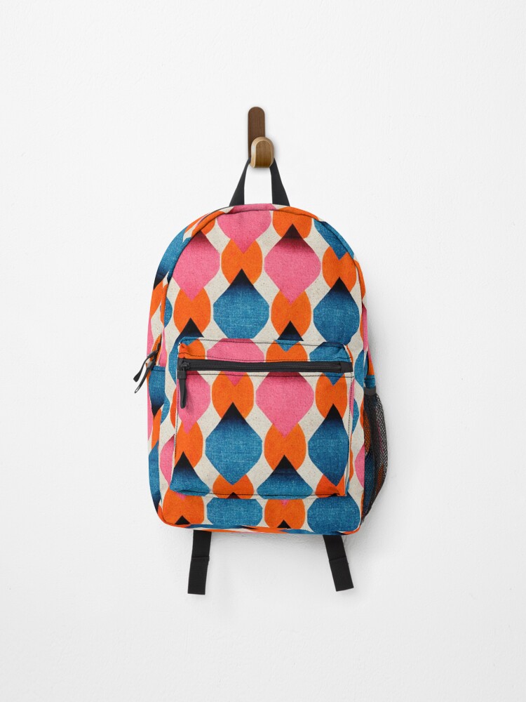 Thumbnail 1 of 3, Backpack, Pink Orange Blue Pattern designed and sold by christineiris.