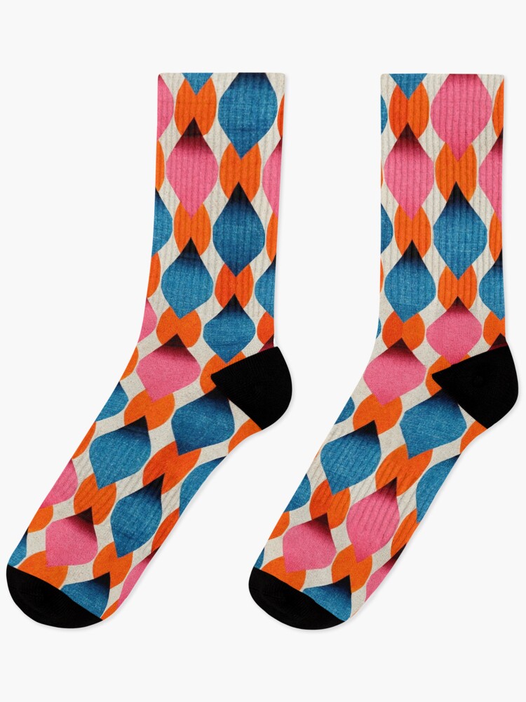Thumbnail 1 of 5, Socks, Pink Orange Blue Pattern designed and sold by christineiris.