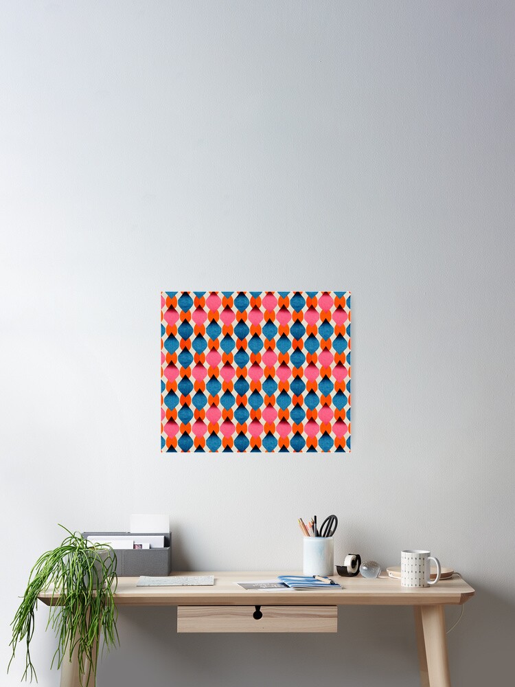 Thumbnail 2 of 3, Poster, Pink Orange Blue Pattern designed and sold by christineiris.