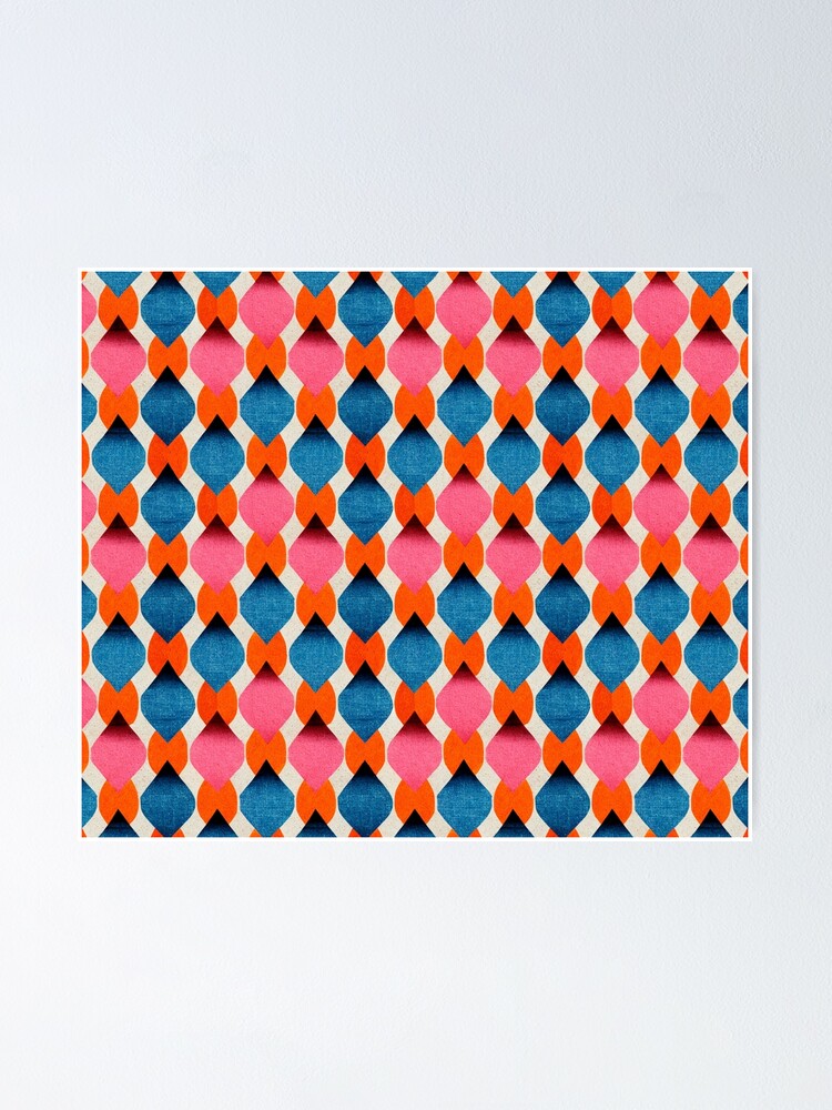 Thumbnail 1 of 3, Poster, Pink Orange Blue Pattern designed and sold by christineiris.