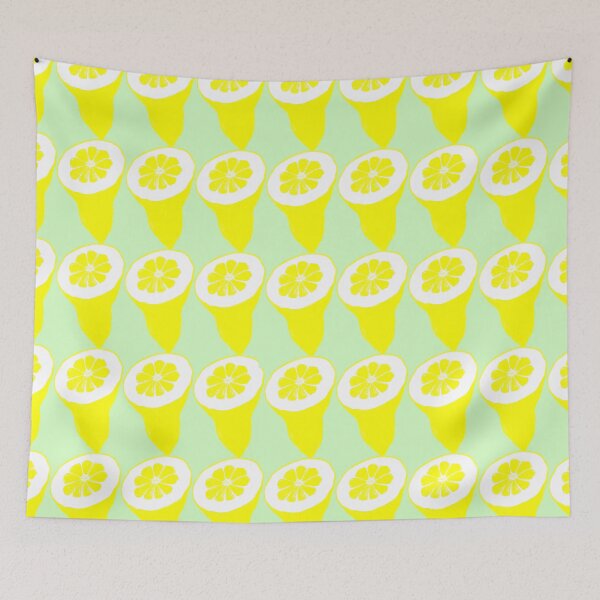 Item preview, Squeeze the Day! and Pattern with Yellow Lemon Cut  on Light Green Background designed and sold by IraNiva.
