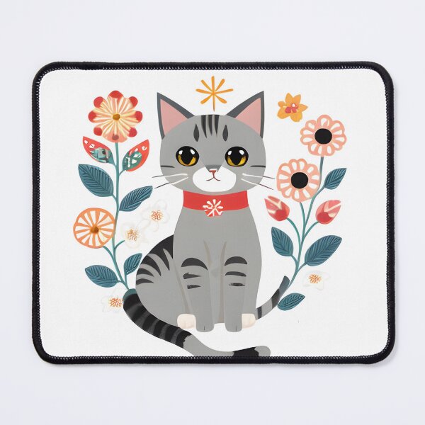 Item preview, Hygge Boho Cat and Flowers designed and sold by hyggefolkart.