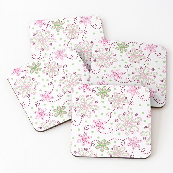 Item preview, Faux Embroidery Floral in Pale Pink, Magenta, Mulberry, and Greens designed and sold by Aureusglow.