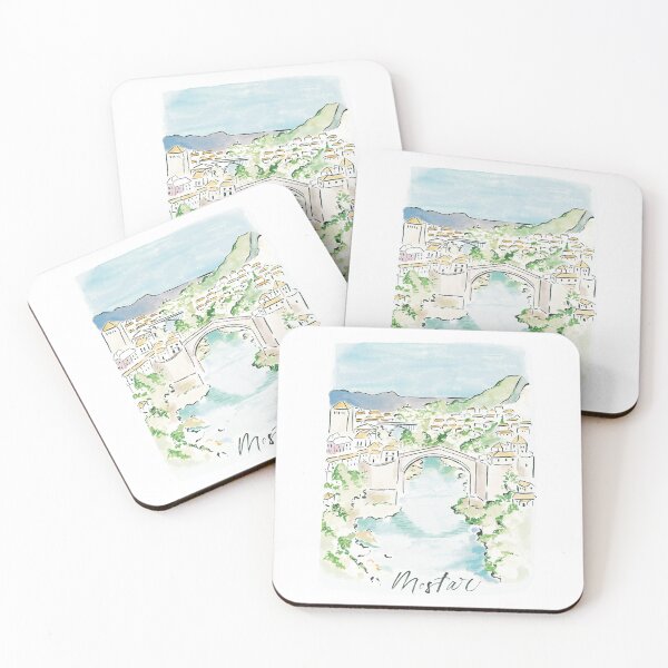 Item preview, Mostar, Bosnia Travel Poster Print Sticker  designed and sold by alwaysbookish.