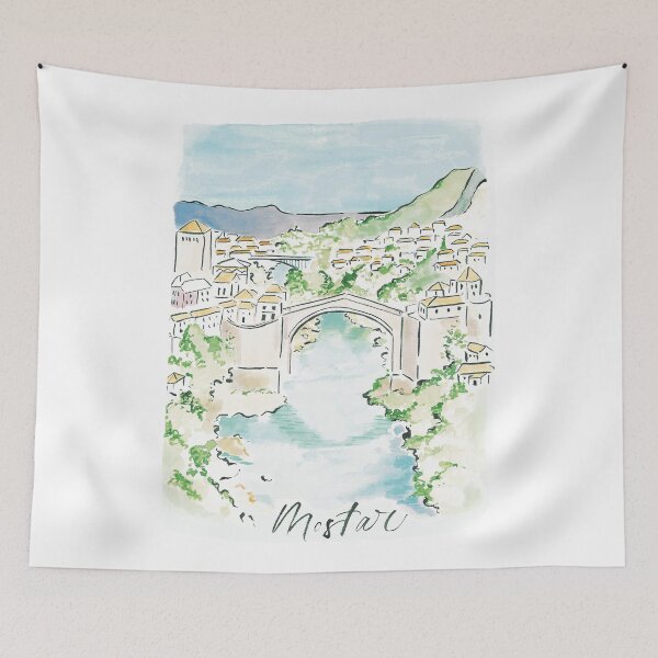 Item preview, Mostar, Bosnia Travel Poster Print Sticker  designed and sold by alwaysbookish.