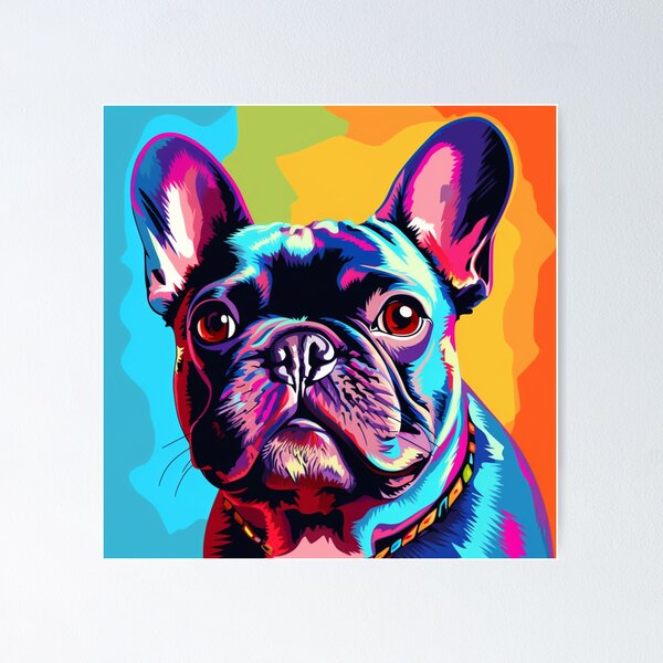 Artikelvorschau, Ein Pop-Art-Porträt zu Ehren der Französischen Bulldogge entworfen und verkauft von lesvalises.