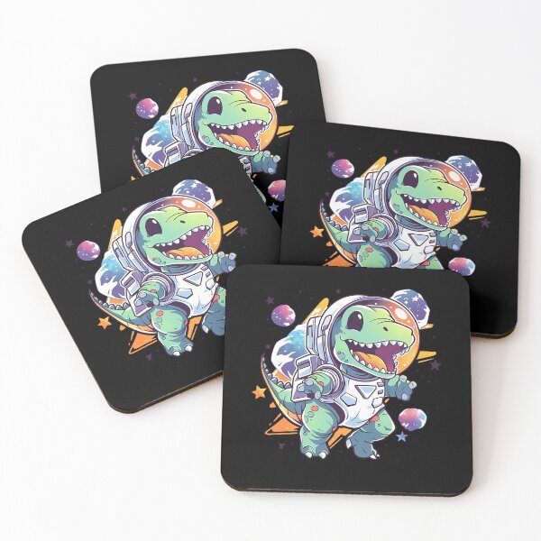 Item preview, Explorador cósmico: pequeño astronauta dinosaurio T-Rex en estilo manga dinámico | Diseño inspirado en tatuajes designed and sold by BNCH44.