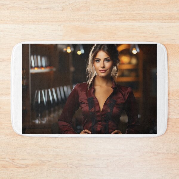 Item preview, Lady Sommelier Decanting Wine for Upscale Restaurant designed and sold by TheBrainArt.