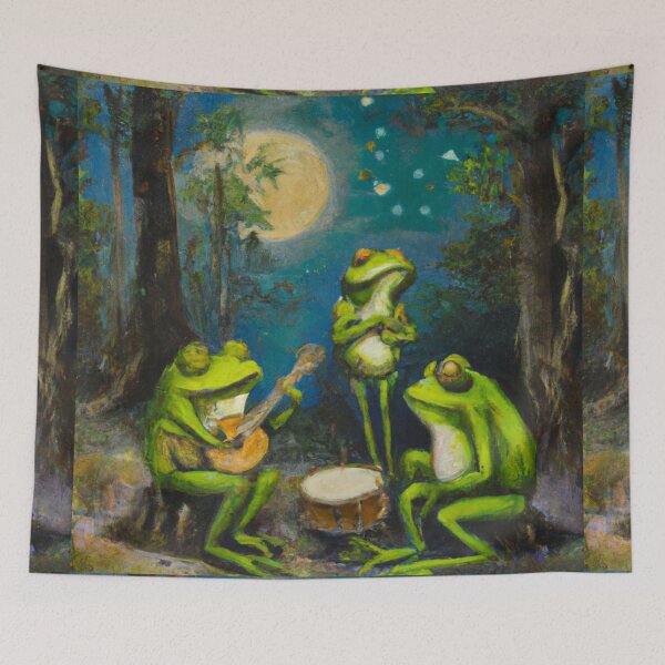 Item preview, Orquesta de ranas de pintura al óleo goblincore designed and sold by soulfulprintss8.