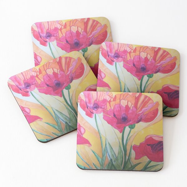 Item preview, Red poppies in the sunshine watercolour painting  designed and sold by esvb.