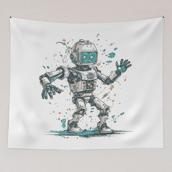 Item preview, Action shot of robot kawaii style designed and sold by InstaCreatives.