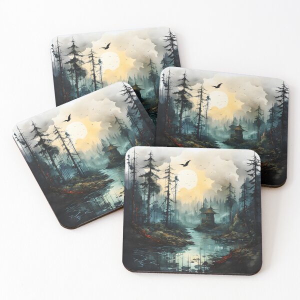 Item preview, Misty Forest Landscape Ink Paint 2 designed and sold by Maxouniverse.