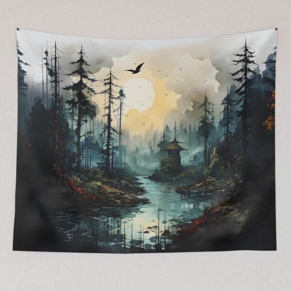 Item preview, Misty Forest Landscape Ink Paint 2 designed and sold by Maxouniverse.