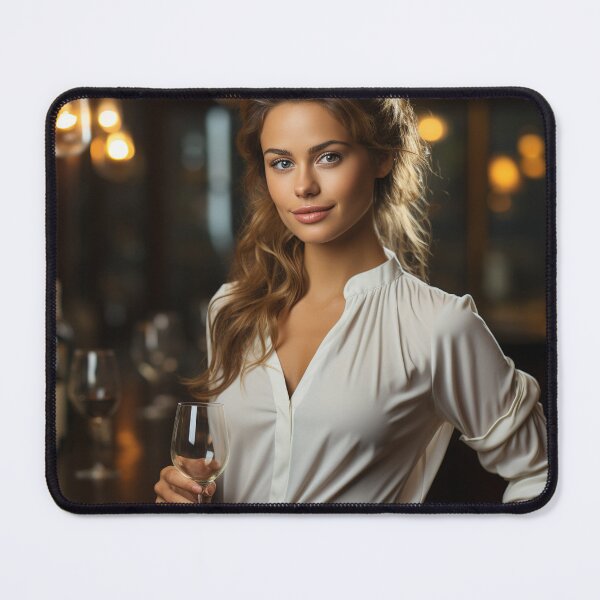 Item preview, Lady Sommelier Recommending Wine for Upscale Restaurant designed and sold by TheBrainArt.