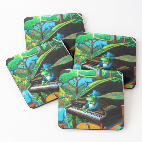 Item preview, Weirdcore Surreal Frog Pianist Oil Painting designed and sold by soulfulprintss8.