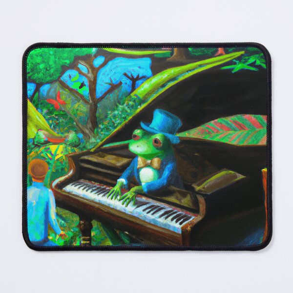Item preview, Weirdcore Surreal Frog Pianist Oil Painting designed and sold by soulfulprintss8.